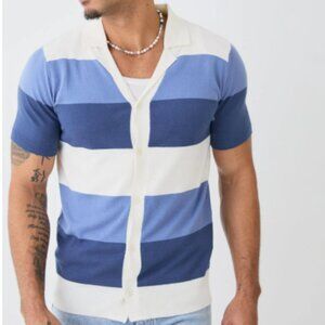 Short Sleeve Revere Stripe Knitted Shirt